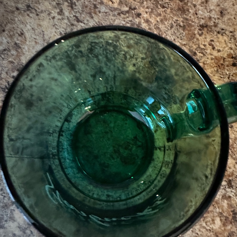 Starbucks Vintage Green Etched Script Print Glass Mug - Picture 3 of 5